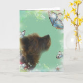 ヨークシャテリアの挨拶状 カード (黄色い花)