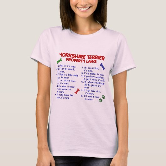 ヨークシャテリアの特性の法律2のヨークシャーテリア Tシャツ (正面)