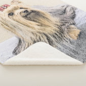 ヨークシャテリアの絵画-かわいい元の犬の芸術 シェルパブランケット (3/4)