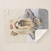 ヨークシャテリアの絵画-かわいい元の犬の芸術 シェルパブランケット (正面(横))