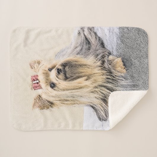 ヨークシャテリアの絵画-かわいい元の犬の芸術 シェルパブランケット (正面(横))