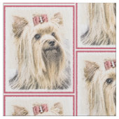 ヨークシャテリアの絵画-かわいい元の犬の芸術 ファブリック (クローズアップ)