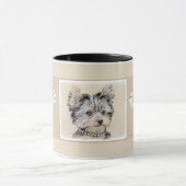 ヨークシャテリアの絵画-かわいい元の犬の芸術 マグカップ (中央)