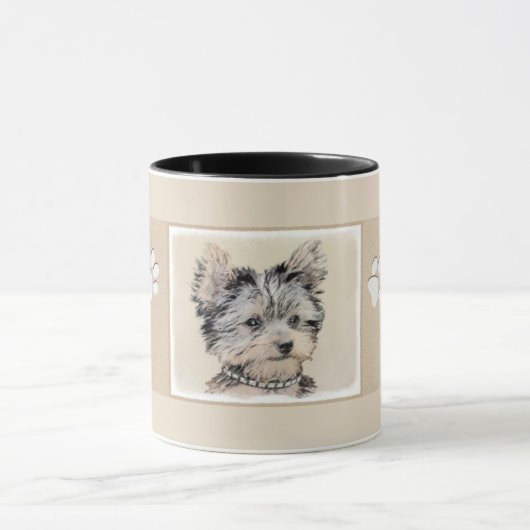 ヨークシャテリアの絵画-かわいい元の犬の芸術 マグカップ (中央)