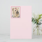 ヨークシャテリアの絵画-かわいい元の犬の芸術 便箋 (スタンド正面)