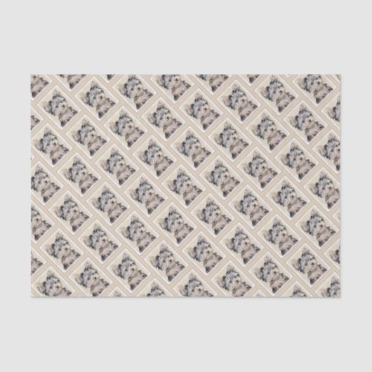 ヨークシャテリアの絵画-かわいい元の犬の芸術 薄葉紙 (正面)