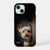 ヨークシャテリアの肖像画入りカスタムスマホケース iPhone 15ケース (裏面)