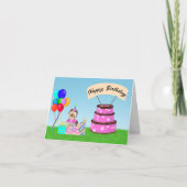 ヨークシャテリアの誕生日おめでとう ケーキ付 カード (正面)