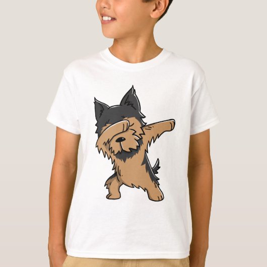 ヨークシャテリアの軽く押えること Tシャツ (正面)