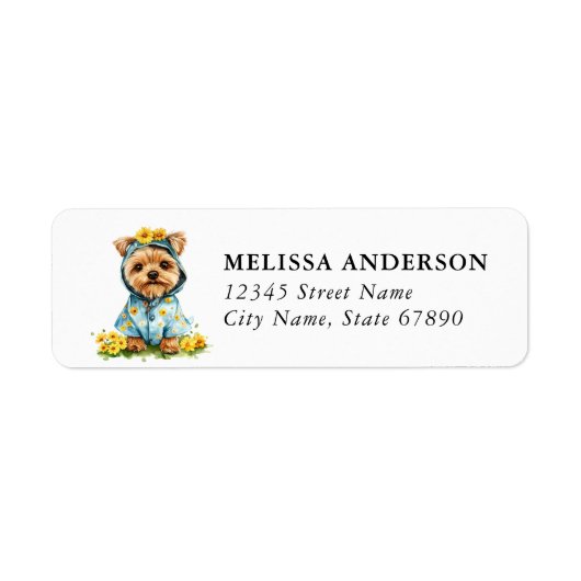 ヨークシャテリア犬 返送先住所ラベル ラベル (正面)