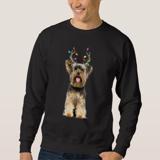 ヨークシャテリア トナカイ クリスマス 犬 スウェットシャツ (正面)