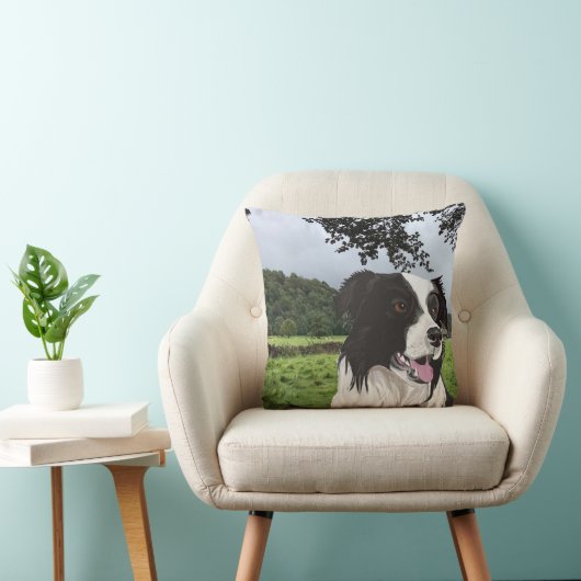 ヨークシャーのシーンに対する白黒のコリー クッション (椅子)