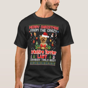 ヨークシャーのテリア犬の少年からのメリークリスマス Tシャツ