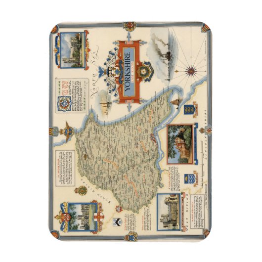 ヨークシャーの地図:イーストライディング マグネット (縦)