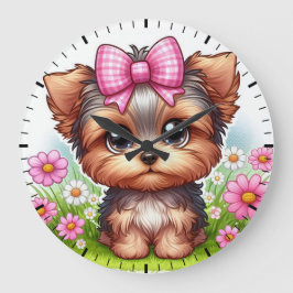 ヨークシャーの子犬 ラージ壁時計