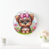 ヨークシャーの子犬 ラージ壁時計 (ホーム)