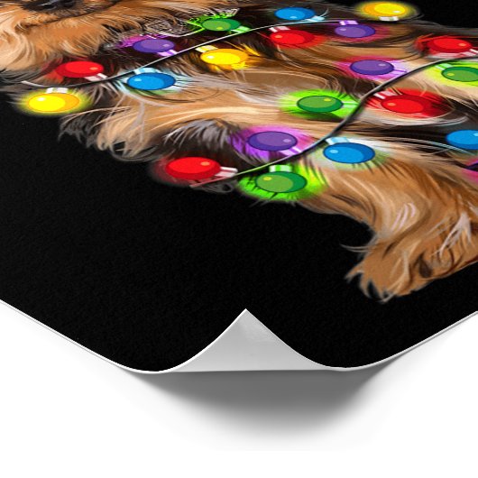 ヨークシャークリスマスヨークシャーテリアドッグサンタハットクリスマス ポスター (角)