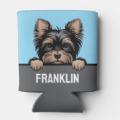 ヨークシャーテリアおもしろいキュートピーキングヨークシャーテリアドッグ 缶クーラー (裏面)