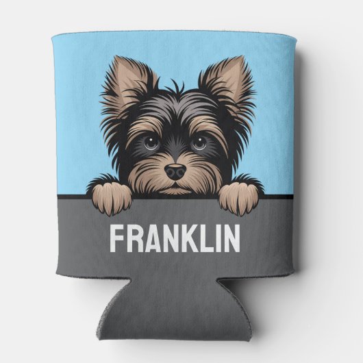 ヨークシャーテリアおもしろいキュートピーキングヨークシャーテリアドッグ 缶クーラー (裏面)