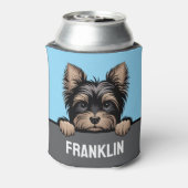 ヨークシャーテリアおもしろいキュートピーキングヨークシャーテリアドッグ 缶クーラー (缶裏面)