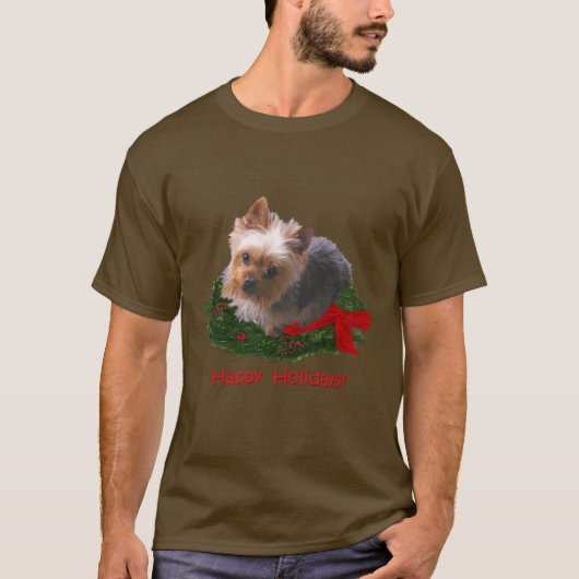 ヨークシャーテリアからの幸せな休日 Tシャツ (正面)