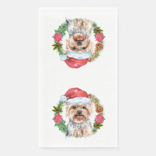 ヨークシャーテリアかわいい父クリスマスリースハットアート (正面)