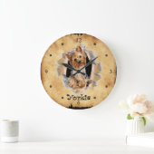 ヨークシャーテリアが紙バッグ時計を通過!〜を…… ラージ壁時計 (ホーム)