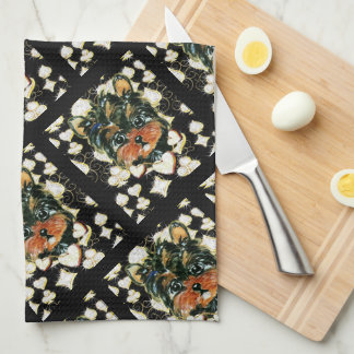 ヨークシャーテリアきらきら光るプール キッチンタオル