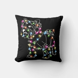 ヨークシャーテリアとクリスマスライトヨークシャーテリアオーナーかわいいクリスマス クッション