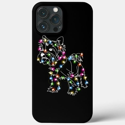 ヨークシャーテリアとクリスマスライトヨークシャーテリアオーナーかわいいクリスマス Case-Mate iPhoneケース (裏面)