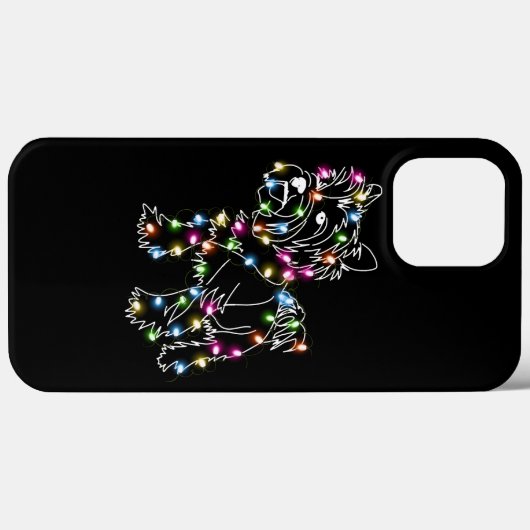 ヨークシャーテリアとクリスマスライトヨークシャーテリアオーナーかわいいクリスマス Case-Mate iPhoneケース (裏面 (横))
