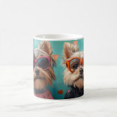 ヨークシャーテリアとハートバラバレンタインデー コーヒーマグカップ (中央)