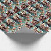 ヨークシャーテリアとハートバラバレンタインデー ラッピングペーパー (角)