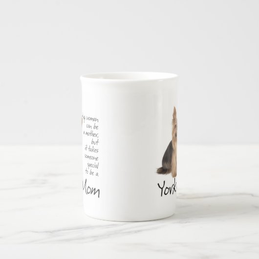 ヨークシャーテリアのお母さんの骨灰磁器のマグ ボーンチャイナマグカップ (正面)