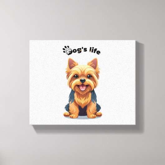ヨークシャーテリアのイラストが楽しい犬の生活 キャンバスプリント (正面)