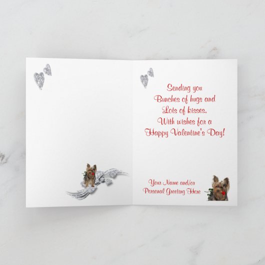 ヨークシャーテリアのオスの子犬は鉱山のバレンタインカードです シーズンカード (内部)