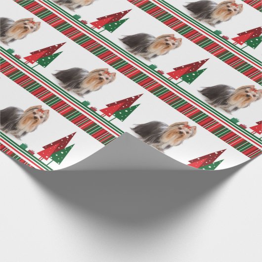 ヨークシャーテリアのクリスマスの包装紙 ラッピングペーパー (角)