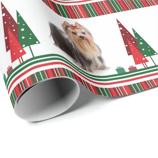 ヨークシャーテリアのクリスマスの包装紙 ラッピングペーパー (ロールコーナー)