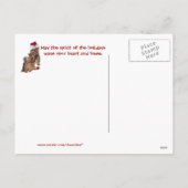 ヨークシャーテリアのクリスマスの子犬は郵便はがきを抱き締め、接吻します シーズンポストカード (裏面)