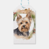 ヨークシャーテリアのクリスマスリースの愛らしい犬 ギフトタグ (裏面)