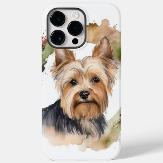 ヨークシャーテリアのクリスマスリースの愛らしい犬 Case-Mate iPhoneケース (裏面)