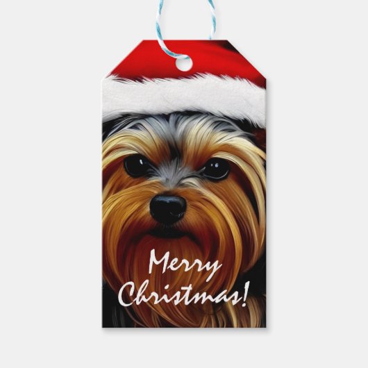 ヨークシャーテリアのクリスマス ギフトタグ (正面)
