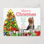 ヨークシャーテリアのクリスマス ポストカード (正面)