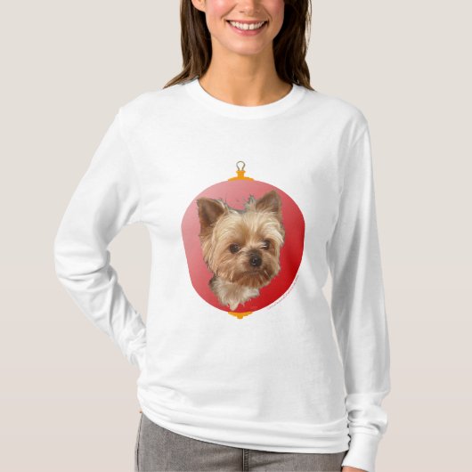 ヨークシャーテリアのクリスマス Tシャツ (正面)