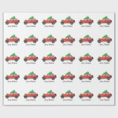 ヨークシャーテリアのテリア犬がクリスマスカーを運転 ラッピングペーパー (フラット)