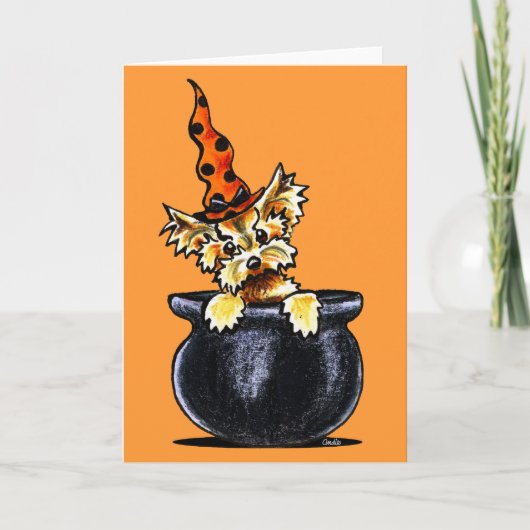 ヨークシャーテリアのハロウィンのよい魔法使いの以外鎖Art™ カード (正面)