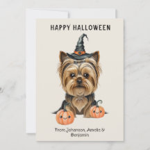 ヨークシャーテリアのハロウィンカード | かわいいヨーキーのウィット