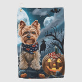 ヨークシャーテリアのハロウィンスポーキー ゴルフタオル (正面)