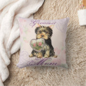 ヨークシャーテリアのハートのお母さん クッション (ブランケット)