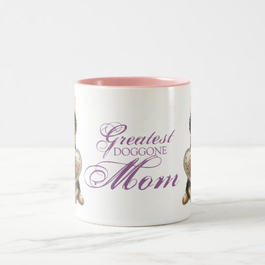 ヨークシャーテリアのハートのお母さん ツートーンマグカップ (中央)